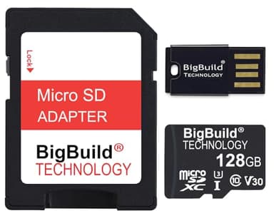 BigBuild Technology 128GB U3 Micro SDXC Memory Card for DJI Air 3S, Mini 3/Mini 4 Pro, Mavic 3 Pro Action Cameras