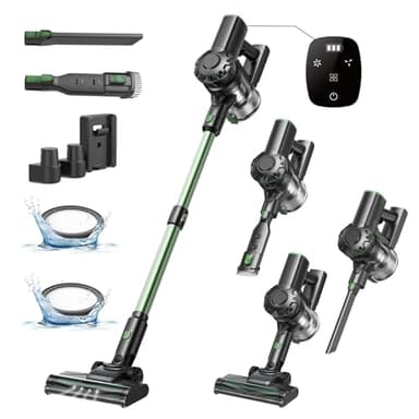 Vexilar Cordless Vacuum Cleaner, 550W/45Kpa/60Mins, Cordless Stick Vacuum Cleaner with Self-Standing and Touch Screen, 6-in-1 Lightweight, Rechargeable Vacuum for Pet Hair Carpet Hardwood Floor