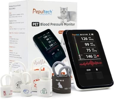 Pepultech Veterinary Blood Pressure Monitor, Automatic Digital BP Machine for Dogs Cat,Silent Operation Feline Blood Pressure Monitor,3.5 inch LCD Screen and 1000 Sets Data Memory,One Button Operation