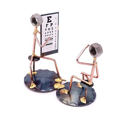 Rock Creek Metal Craft Optometrist - Handmade Metal Figurine - Hand Welded Metal Art and Recycled Metal Sculptures - Unique Desk Accessories, Medical Office Decor, & Optometry Gifts