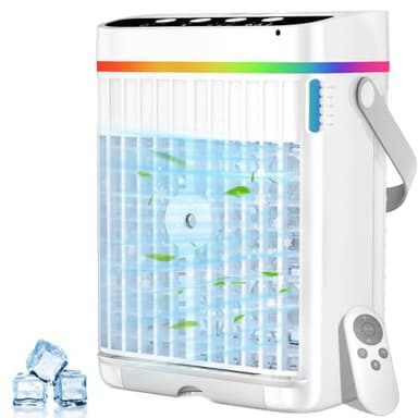 Portable Air Conditioners, 40oz Water Tank, 3 Wind Speed & 3 Cool Mist, 1-3H Timer & 7 LED Light, Personal Air Conditioner Small Mini Air Conditioner Portable Air Cooler for Room/Office