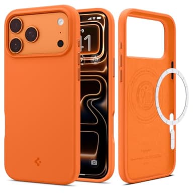 Spigen for iPhone 17 Pro Case, Silicone Fit MagFit [Compatible with MagSafe] - Cosmic Orange