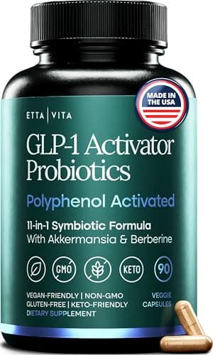 GLP-1 Activator Probiotic Supplement for Weight Loss, Gut Health, Energy & Metabolic Support – Akkermansia, Berberine, Gymnema, Resveratrol, EGCG & Hops – Appetite Control for Women & Men – 90Capsules