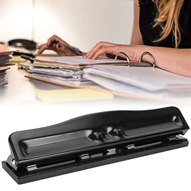 4-Hole Adjustable Punch, 10 Sheet Capacity Adjustable Black 4-Hole Paper Punch Puncher Manual Home Office Classroom Universal Paper Punching Machines, 11.4 x 2.6 x 2.2in