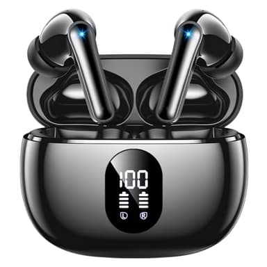 wyness Wireless Earbuds Bluetooth 5.3 Ear Buds, Hi-Fi Stereo Bass Ear Buds with 48H Playtime & LED Display, Lightweight in-Ear Headphones with Mic, IPX7 Waterproof, Touch Control for iPhone