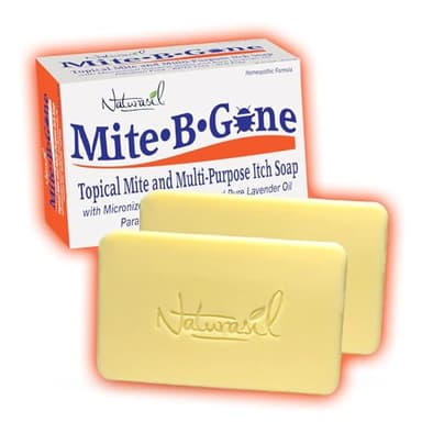 Mite-B-Gone Relief Soap - Fast Anti-Itch Sulfur Treatment for Human Mites, Insect & Mosquito Bites, Itching & Discomfort | Kid Safe | Effective for All Skin Types | 5 oz Bars (2)