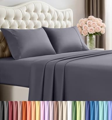 Utopia Bedding California King Sheet Set – 4 Piece Bed Sheets for Cal King Size Bed, Soft and Breathable Microfiber, Includes 1 Fitted Sheet, 1 Flat Sheet and 2 Pillowcases (Grey)
