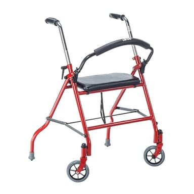 Drive Medical 1239RD Foldable Rollator Walker with Seat, Red, 1 Count (Pack of 1)