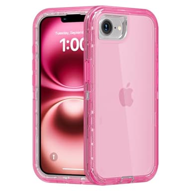 Follaroma for iPhone 16e Case, Heavy Duty Shockproof Protection Phone Cases, Anti-Drop, Dual Layer Transparent Protective Cover Compatible with iPhone 16e, 6.1 inch, Crystal Pink