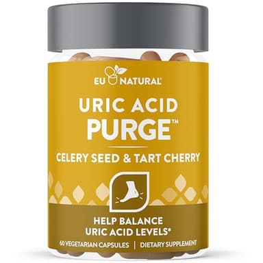 Eu Natural Purge Uric Acid Flush - Eat & Drink What You Want - Uric Acid Support for Joints & Mobility with Celery Seed, Tart Cherry & Chanca Piedra - 60 Vegetarian Capsules