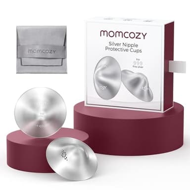 Momcozy 999 Silver Nursing Cups Original Perforated Breathable Design, 999 Silver Nipple Cover for Breastfeeding Essential, Silver Nipple Shield for Nursing Newborn, Metal Nipple Shields, Regular Size
