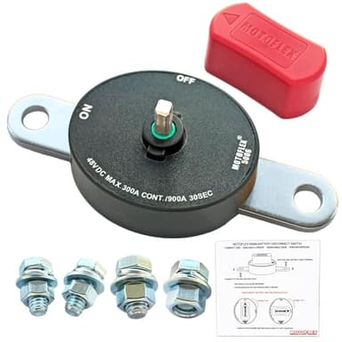 ON/Off Battery Disconnect Switch 12V-48V 300A Side Post Battery Disconnect GM Car Truck, Marine Boat RV Trailer Golf Cart Heavy Duty Battery Kill Switch (Corrosion-Resistance, Removable Knob)