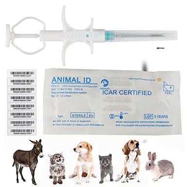 VENREA Universal Pet Microchip 134.2khz Registration Animal Implant Chip FDX-B Pet ID Microchip for The Management and Tracking of Dog Cat Cow Pig Rabbit Pigeon Fish (1 Pack, 1.4x8mm)