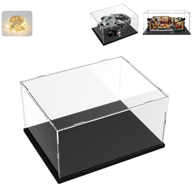 Thickened Clear Acrylic Display Case for Lego 75375 Millennium Falcon for 21319 Central Perk 75380 42204 Collectibles Transparent Box for Lego Display with Led Light, Black Inside 13.8 x 9.8 x 5.9in