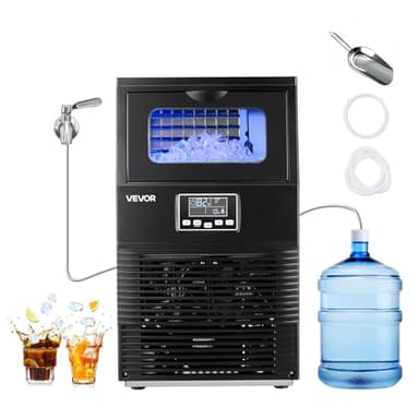 VEVOR Commercial Ice Maker Machine, 90 lbs/24h with 12Lbs Storage, 2 Water Inlet Modes, Stainless Steel Freestanding & Countertop Ice Maker with LED Display & Self-Cleaning, for Home Bar Restaurant