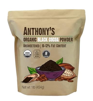 Anthony's Organic Black Cocoa Powder, 1 lb, Unsweetened, Dutch Processed, Gluten Free, Non GMO