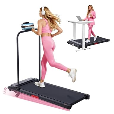 Portable Walking Pad Treadmill with Incline, Small Walking Pad with Handle Bar, Treadmills for Home Small Space, 3.0HP Electric Small Mini Treadmill for Exercising, 0.6-7.6MPH, 350LB Capacity