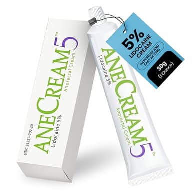 AneCream5-5% Lidocaine Numbing Cream Maximum OTC Strength, Medical Grade, Topical Anesthetic Pain Numbing Cream 30-gram Tube, Local and Anorectal Uses, Hemorrhoid Treatment
