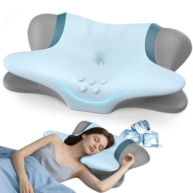 Cervical Neck Pillow for Pain Relief - Ergonomic Side Sleeper Pillow for Neck Support, Orthopedic Memory Foam Pillows for Sleeping, Contour Cervical Pillow Bed Pillow for Back Stomach Sleepers