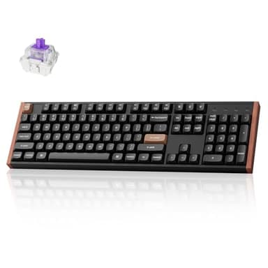 Keychron K10 HE Hall Effect Keyboard, Gateron Double-Rail Magnetic Nebula Switch, Full-Size Tri-Mode Wireless Keyboard with Rapid Trigger, Adjustable Actuation, RGB, Aluminum + Wooden Frame