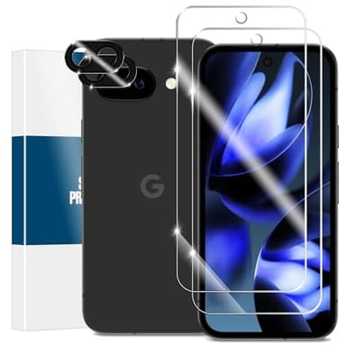 YEYEBF Screen Protector for Google Pixel 9A, [2+2 Pack] Tempered Glass for Pixel 9A & Camera Lens Protectors[Ultrasonic Fingerprint Unlock] [Case Friendly] [Bubble-Free] 6.3 Inches