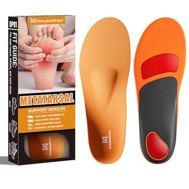 Deepballfeet Arch Support Insoles with Metatarsal Pads, Orthotic Inserts for Metatarsalgia, Morton's Neuroma, Plantar Fasciitis, Ball of Foot Pain Relief, Man Women Insole for Standing All Day-E