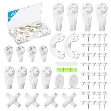 Picture Hanging Kit, 62PCS Concrete Wall Hardwall Hangers for Cinder Block, Picture Hanger, No Damage Wall Hooks for Photo Frame Art Painting Non-Trace Drywall Stucco Concrete Hooks