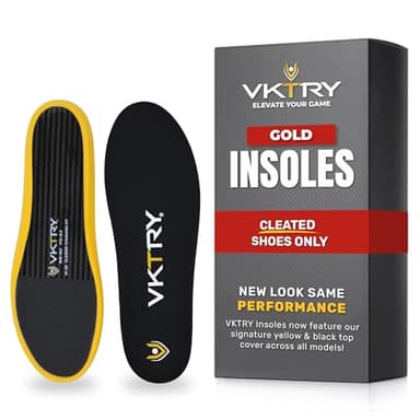 VKTRY Gold for Cleated Shoes - Carbon Fiber Performance Insoles Customized Athletic Inserts for Football, Baseball, Soccer, Golf, Lax & More | Run Fast, Jump High, US M11-11.5, W13-13.5, 121-170lb