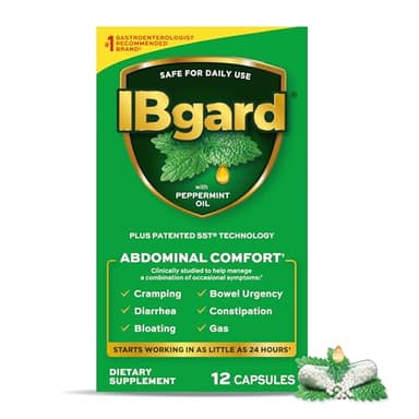 IBgard Gut Health Supplement, Peppermint Oil Capsules for Abdominal Comfort, 12 Capsules