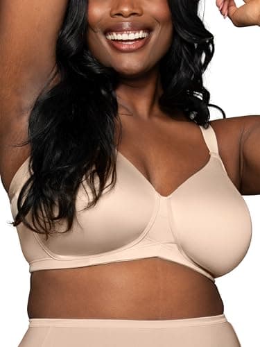 Beauty Back Full Figure Wirefree Extended Side and Back Smoother Bra 71267, Damask Neutral, 40C