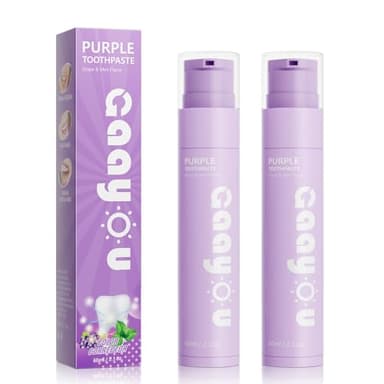 Purple Teeth Whitening - Purple Toothpaste for Teeth Whitening V34 Color Corrector Toothpaste Grape & Mint Flavor for Tooth Stain Removal (Pack of 2)