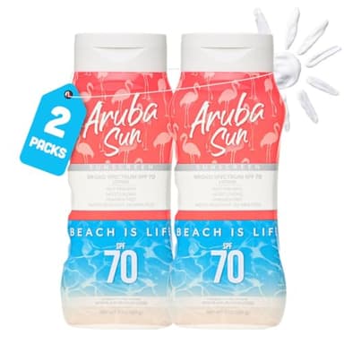 Aruba Sun SPF 70 Sunscreen Lotion 16oz 2-Pack - Reef Act Compliant no 67 Octinoxate & Oxybenzone Free - Sun Screen Broad Spectrum UVA/UVB - Sunscreen Waterproof and Non-Greasy
