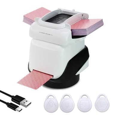 Automatic Card Shuffler and Dealer Machine 4 Deck 2-in-1, Rechargeable Shuffling and Dealing Machine for 4 Players, 180 and 360 Degree Rotating, Ultra Quiet (with Remotes)