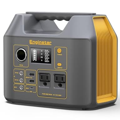 EnginStar Portable Power Station,300W Solar Generator, 110V 296Wh Power Bank Two Pure Sine Wave AC Outlet 80000mAh Lithium Battery Pack for Camping Outdoors Trip RV Hunting Vans Emergency Backup