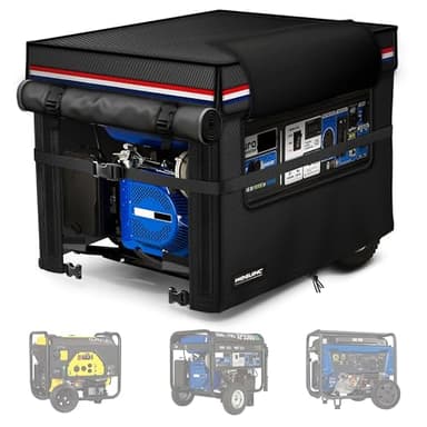 28x28x26 Inch Generator Cover. Available in 25/27/28/30/32/38 Inches. 900D Heavy-Duty Oxford Fabric with Advanced Windproof Buckles.Open top to add fuel. Suitable for Most 7000-10000W Generator.Black