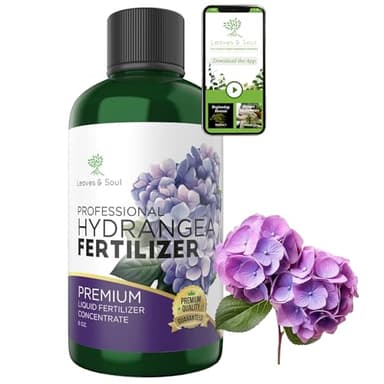Leaves and Soul Hydrangea Professional Liquid Fertilizer - Complete 3-5-4 Nutrient Blend Concentrate for Enhanced Blooming & Growth - Perfect for Garden & Indoor Plants - New & Improved Blend - 8 oz
