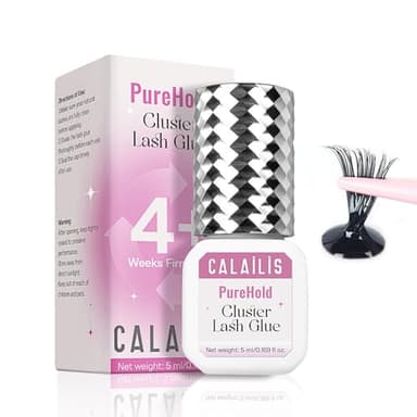 CALAILIS Lash Cluster Glue Sensitive Open Eyes Cluster Lash Glue Strong Hold Long Lasting 4+ Weeks Eyelash Extension Adhesive Waterproof & No Irritation for Professional (5ml)