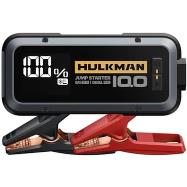 Hulkman Alpha100 Space Gray,4000A 118.4Wh Smart Jump Starter with -40℉ Start Tech,12V Portable Car Battery Booster,3.3" LED Display,PD65W in&Out Power Pack,Jumper Cables for up to 10L Gas/10L Diesel