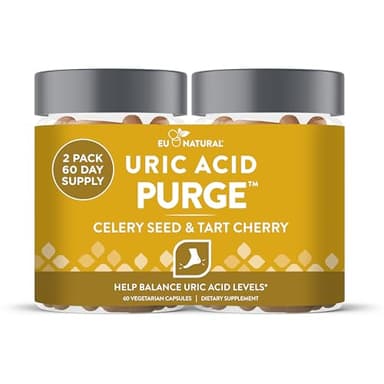 Eu Natural Purge Uric Acid Flush - Eat & Drink What You Want - Uric Acid Support for Joints & Mobility with Celery Seed, Tart Cherry & Chanca Piedra - 120 Vegetarian Capsules