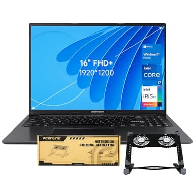 ASUS Vivobook 16 F1605 Laptop, 16" WUXGA (1920 x 1200), Intel i7-1355U, 24GB RAM, 1TB SSD, Bundle with PCO Notebook Folding Radiator, Laptop Cooler