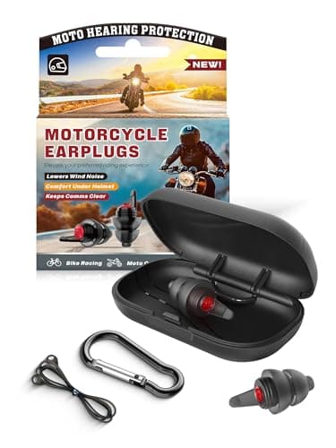 Motorcycle Ear Plugs for Wind Noise Reduction, Keep Comms Clear, Comfort Under Helmet & Prevent Hearing Damage, Noise Canceling 25 dB, Reusable Earplugs for Motorbike, Touring, Racing, Shooting