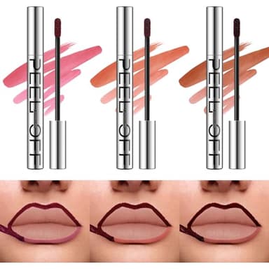LANGMANNI 3 Colors Long-Lasting Peel Off Lip Liner Set, Waterproof & Smudge-Proof Matte Lip Liners Gift Makeup For Girls (#1+2+3)