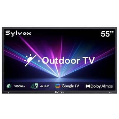 SYLVOX New 55” Outdoor Smart TV, Superior Waterproof Performance, Upgraded Matte Finish for Enhanced Anti-Glare Effect, Full Metal, with Dolby Atmos, 1000nits, Partial Sun Deck Pro 2.0+ Series