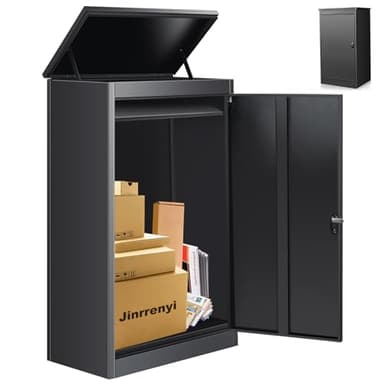 Express Package Delivery Box for Outside, Ultra Large Parcel Drop Boxes with Lock, Waterproof Anti-Theft Parcel Drop Box with Secure Storage for Home Business, Black (24.3 * 18 * 43.5IN)