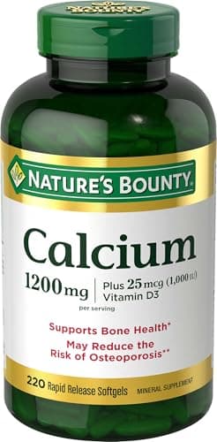 Nature’s Bounty Calcium 1200 mg with Vitamin D3, Bone Health & Immune Support, Vitamin D3 1000 IU, 220 Softgels