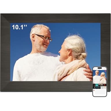 BWJBSW 10.1 Inch Smart Digital Picture Frame with Wi-Fi 6, 32GB Storage, IPS Touch Screen, Auto-Rotation, Music Sync, Weather & Clock - Ideal Gift for Families