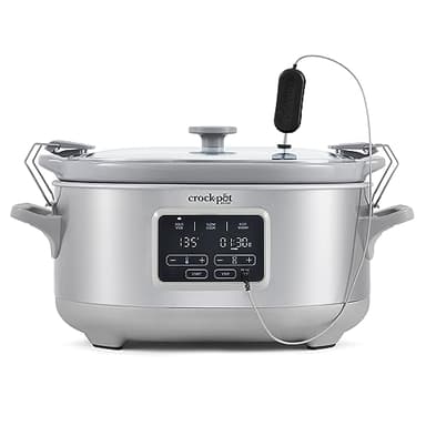 Crock-Pot 7-Quart Cook & Carry Slow Cooker with Sous Vide Function, Family-Sized Slow Cooker Warms up to 30 Hours, Modern Digital Display, Travel-Proof Locking Lid & Removable Temperature Probe