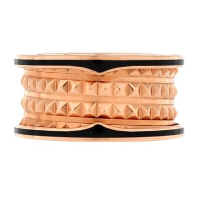 Bvlgari, Pre-Loved B.Zero1 Rock Four Band Ring 18K Rose Gold and Ceramic, Rose Gold
