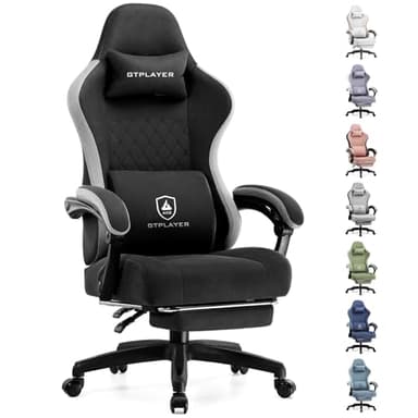 GTPLAYER Gaming Chair, Computer Office Chair with Pocket Spring Cushion, Linkage Armrests and Footrest, High Back Ergonomic Computer Chair with Lumbar Support Task Chair with Footrest(Black)