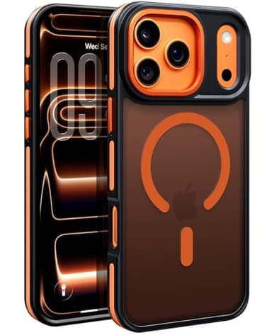 BENTOBEN Magnetic for iPhone 17 Pro Case 2025 [Compatible with Magsafe] [Military-Grade Protection] Matte Women Men Anti-Slip Shockproof Bumper Phone Cases for iPhone 17Pro 6.3", Cosmic Orange/Black
